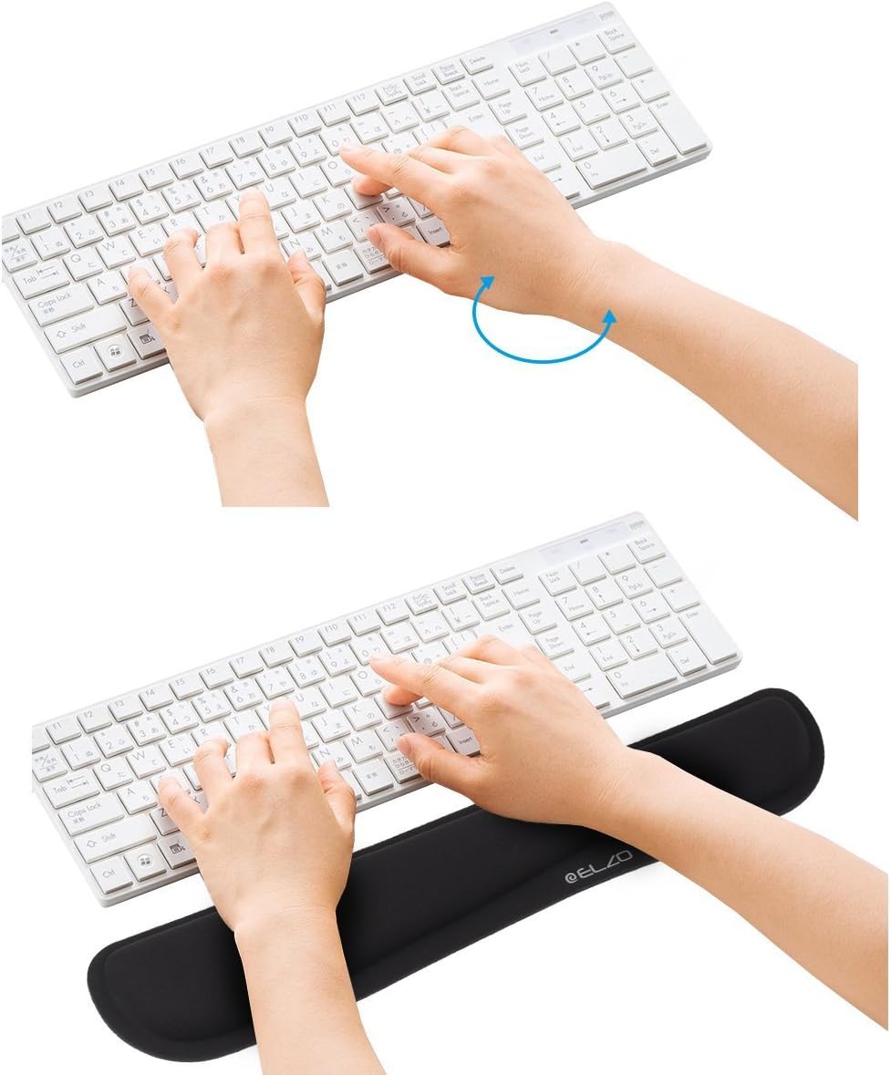 ELZO Keyboard Wrist Rest Pad Support with 65D High-Density Thicken Memory Foam Padding, Ergonomic Design Computer Rest Pad Desk Wrist Mat, Non-Slip Rubber Base Office Laptop