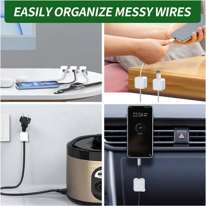 Magnetic Cable Organizer for Desk – Upgraded Wire Clips with Adhesive Base – Desktop Cord Holder for USB, Charging Cables – 6 Clips + 1 Magnetic Base (Black)
