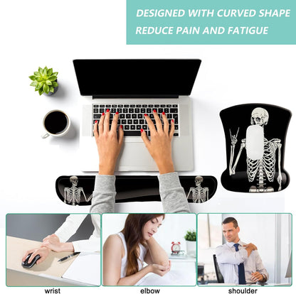 Keyboard Wrist Rest Pad Mouse Pad with Wrist Support Set of 3, Gaming Mousepad with Non-Slip Rubber Base, Ergonomic Memory Foam Mouse Cushion Support for Home Office Laptop Computer, Navy Blue