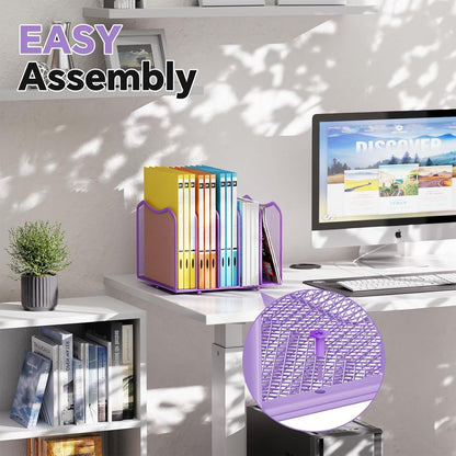 Simple Trending Mesh Desktop File Sorter Organizer, 5-Section Bookshelf for Desk Home Office, Black
