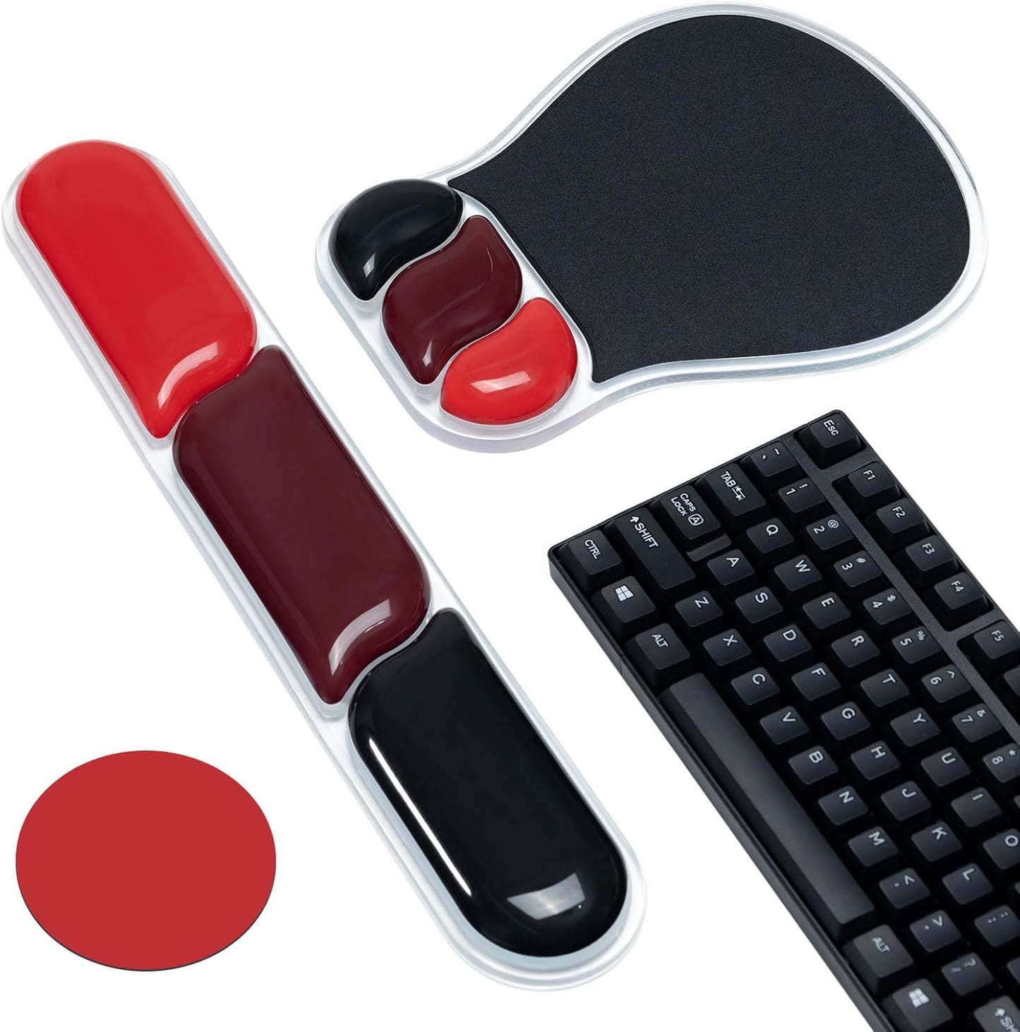 Ospelelf Mouse Pad with Wrist Rest Set Gel Ergonomic Keyboard Wrist Support Anti-Slip Rubber Bottom Office Women Desk Accessories for Computer, Laptop and Gaming, Black and Grey