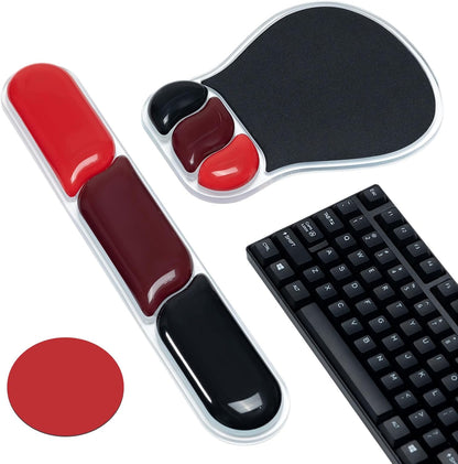 Ospelelf Mouse Pad with Wrist Rest Set Gel Ergonomic Keyboard Wrist Support Anti-Slip Rubber Bottom Office Women Desk Accessories for Computer, Laptop and Gaming, Black and Grey