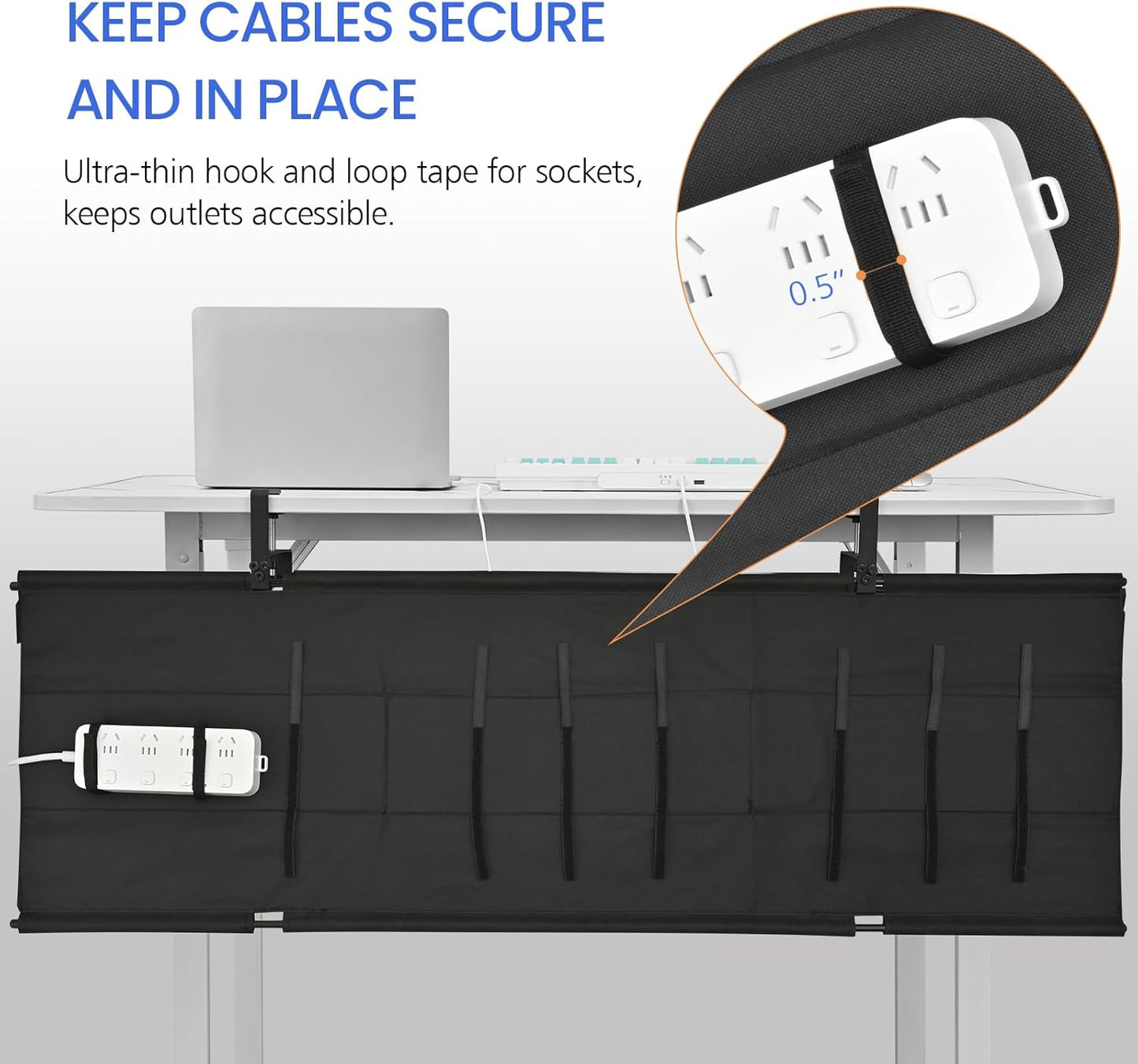 36" Under Desk Cable Management Tray- Clamp/Screw Mount Desk Cable Organizer Cable Tray Hiders for Office&Home
