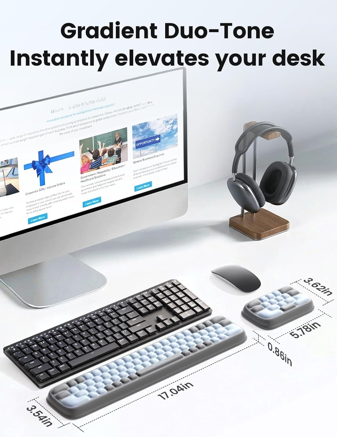 Meatanty Keyboard and Mouse Wrist Rest Set, Computer Wrist Pad Support, Ergonomic Keypad Hand Rest Combo, Memory Foam Typing Desk Accessory Carpal Tunnel Cushion, Laptop Office Home School Women Cute