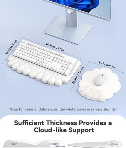 Laborio Cloud Wrist Rest for Keyboard and Mouse for Desktop, PU Leather Cloud Computer Keyboard Stand with Mouse Pad, Key Board Wrist Support Riser, Angle Adjustable Arm Rest(Black)
