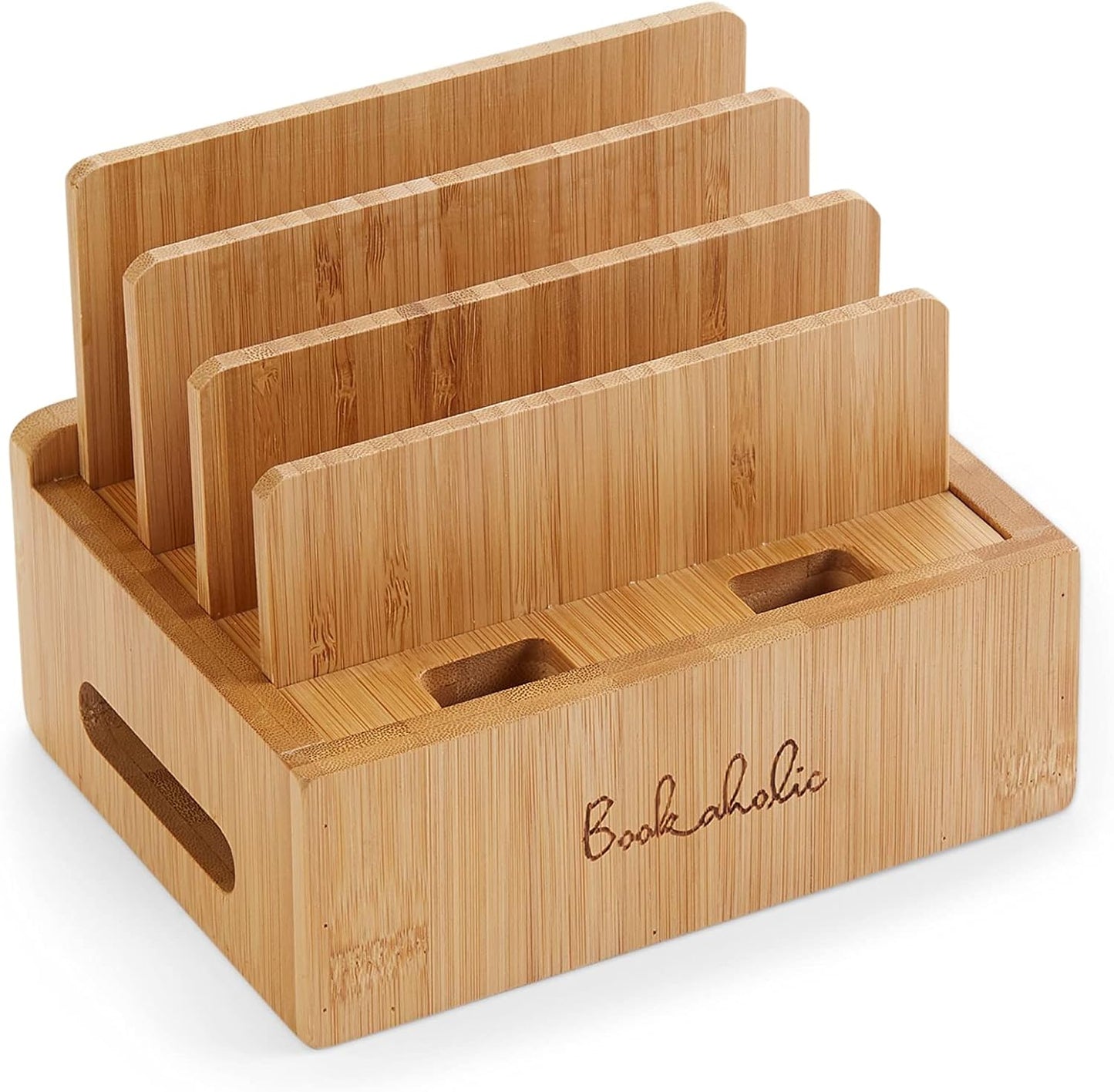Bamboo Charging Station & Multi-Device Organizer – Large Capacity Desktop Dock for Smartphones, iPhone, iPad, and Tablets