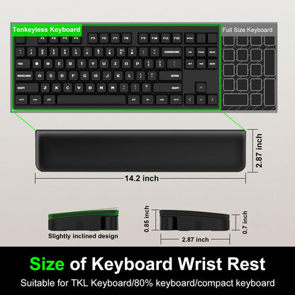 VICHYIE Keyboard Wrist Rest with Cleaner Kit, Wrist Pad for Tenkeyless Keyboard, Typing Pain Relief, Multi-Functional Cleaning Kit for Earbuds, Phones, Desk Accessories for Home & Office (Black)