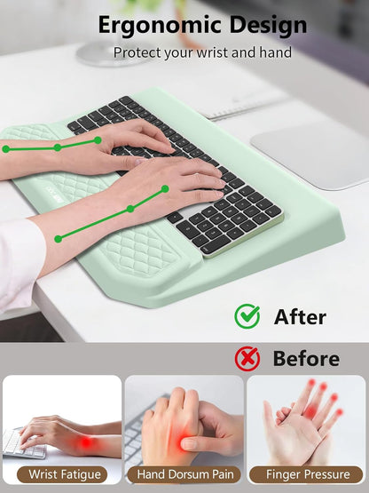 2-in-1 Ergonomic Keyboard Stand with Wrist Rest, Comfy Keyboard Riser Holder with Massage Design, Black