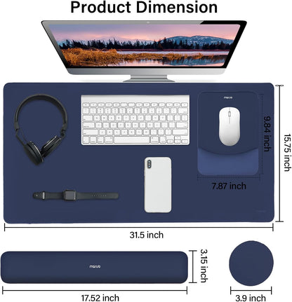 MOSISO Keyboard Mouse Pad Set, Large Gaming Mouse Pad&Rectangular Keyboard Wrist Rest&Mousepad with Wrist Rest&Coaster, Ergonomic Non-Slip&Easy Typing Pad with Curved Silicone Lining, Antique Green
