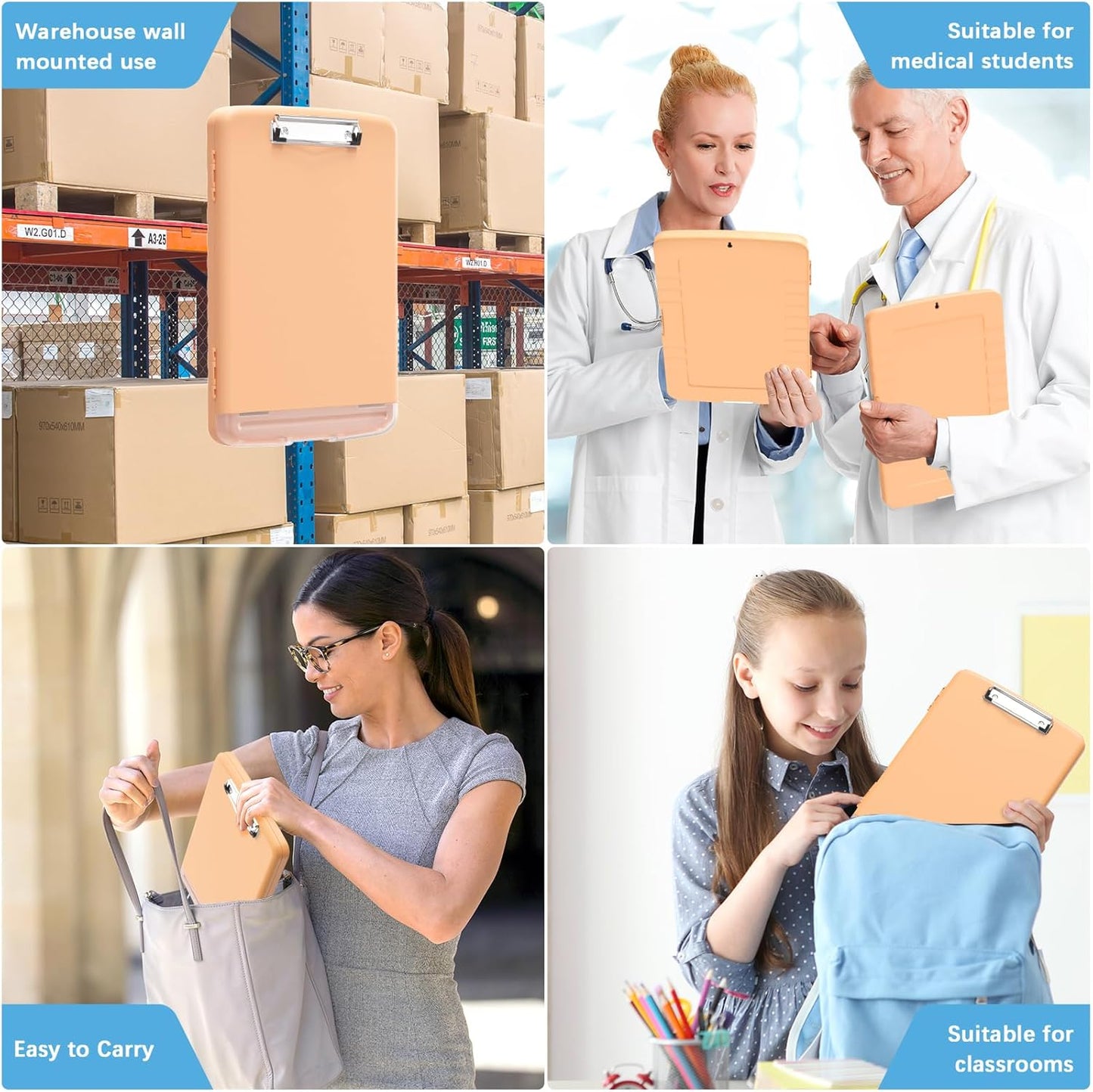 Hongri Clipboard with Storage with Pen Holder, Folder Nursing Clip Board 8.5 x 11 Foilo-Side Opening, High Capacity, Light Weight for Teachers, Classroom. Size 14 x 9.6 x 1.2 in(Pink)