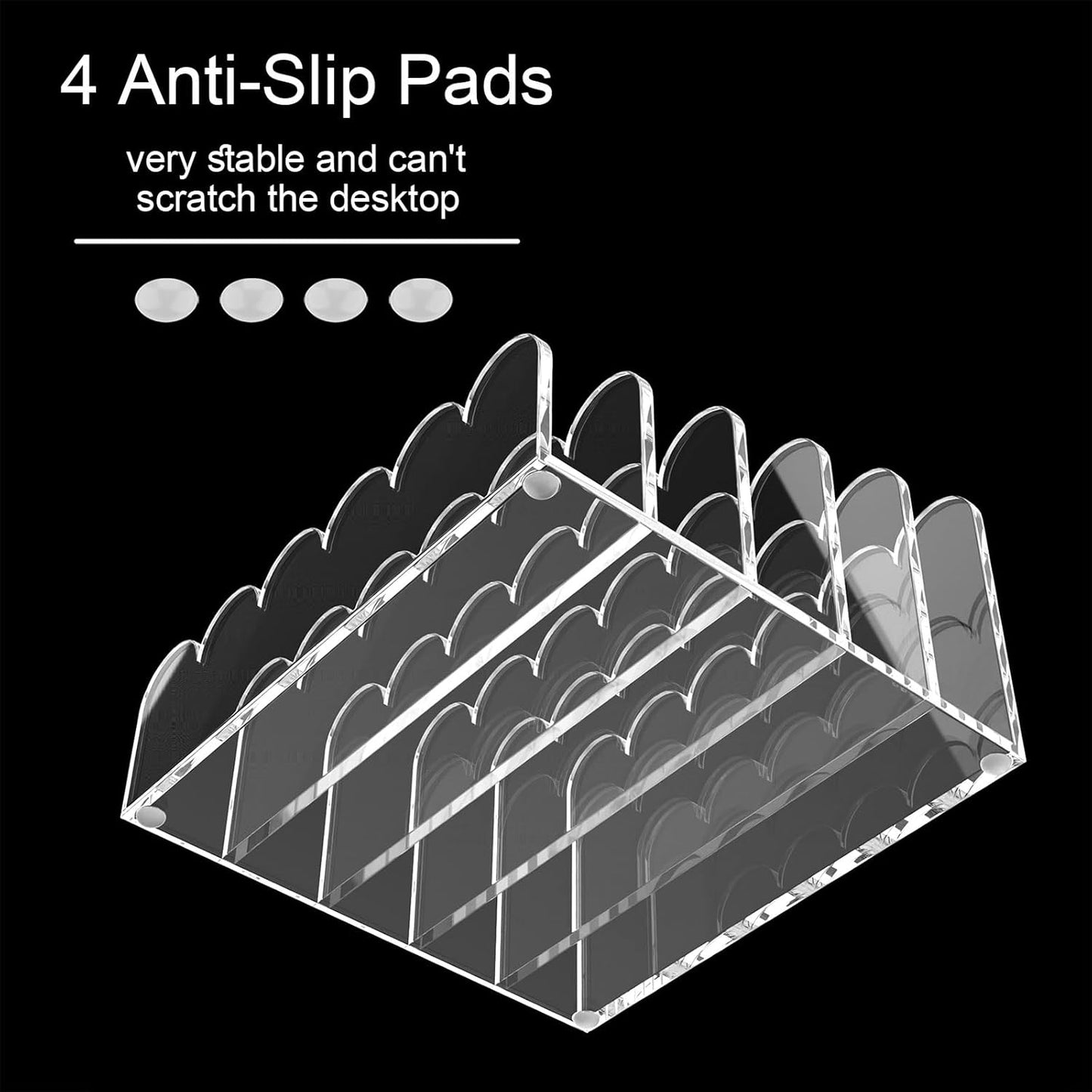 YAGELI 2 Pack 3-Slot Acrylic Mail Organizer for Desktop – Scalloped Clear Document Sorter, Vertical File Holder for Office/Home, Space-Saving Desk Organizer for Letters,Envelope,Bills,Stationery