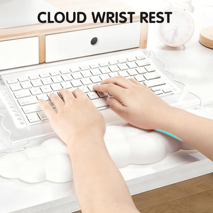 Ergonomic Keyboard Wrist Rest,Adjustable Tilt Stand Combo,Pink Acrylic Cloud Comfort Wrist Support, Customizable Width Riser for Home,Office Desk - Portable Comfortable Typing (Pink)