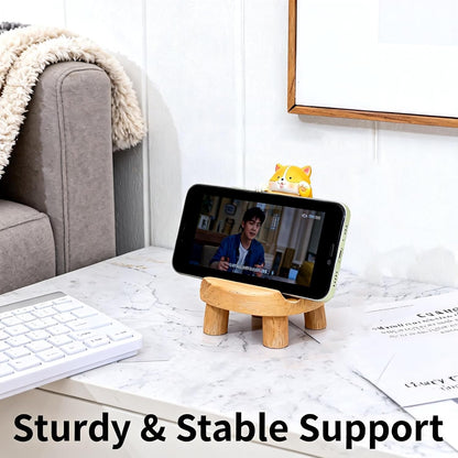 1PCS Cute Resin Phone Stand – Mini Desktop Holder for All Smartphones, Adorable Home Office Desk Decor Accessory (White cat)