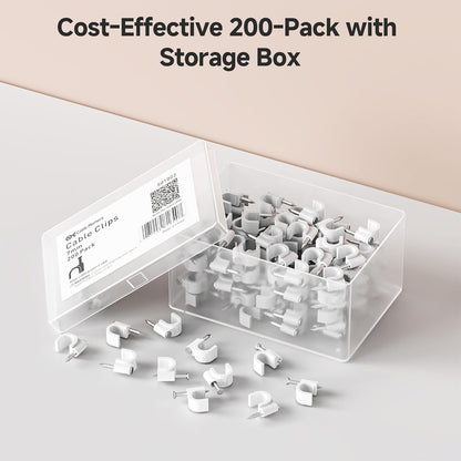 Cable Matters 200-Pack Nail-in Cable Clips Cord Organizer, 7mm / 0.27 inches, Ethernet Cable Wall Clip, Wire Wall Clips, White