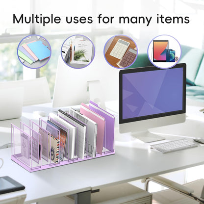 File Organizer for Desk, 5-Section Vertical File Sorter, Paper Holder Organizer Standing Metal File Folder for Office Home Classroom, Black