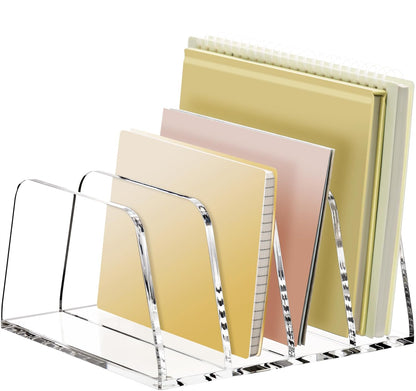 YUXUN Desk File Organizer,5-Section Vertical Clear Acrylic Desk Organizer File Holder Mail Sorter Office Organization for Office Home &Classroom（B5）
