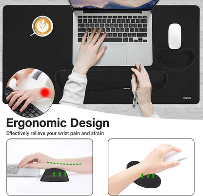 MOSISO Keyboard Mouse Pad Set, Gaming Mouse Pad&Keyboard Wrist Rest&Wrist Rest, Ergonomic Wristrests with Memory Foam Home Office Easy Typing Cushion Non-Slip Mousepad, Purple