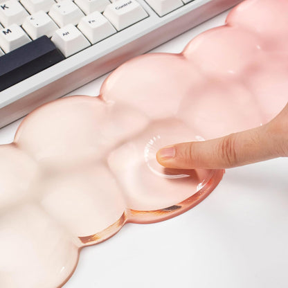 Gel Keyboard and Mouse Wrist Rest Set – Clear Cloud Wrist Rest for Computer Keyboard 60%/68%/75%, Comfort & Support for Typing and Gaming(Purple Green)