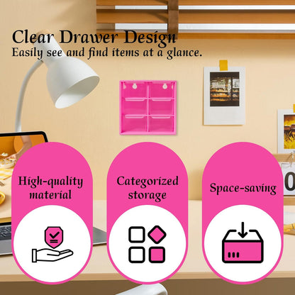 Small Drawer Organizer for Desk, 4.7" x 4.7" x 3.8" Small Desktop Organizer with 6 Drawers, Plastic Storage Box for Office, Classroom, Craft and Home Organization