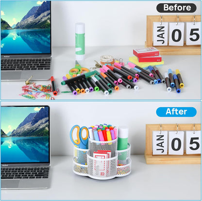 Topwey Pen Holder for Desk, 360 Rotating Pencil Holder, Cup Holder for Desk Office, Desk Organizers and Accessories in Black