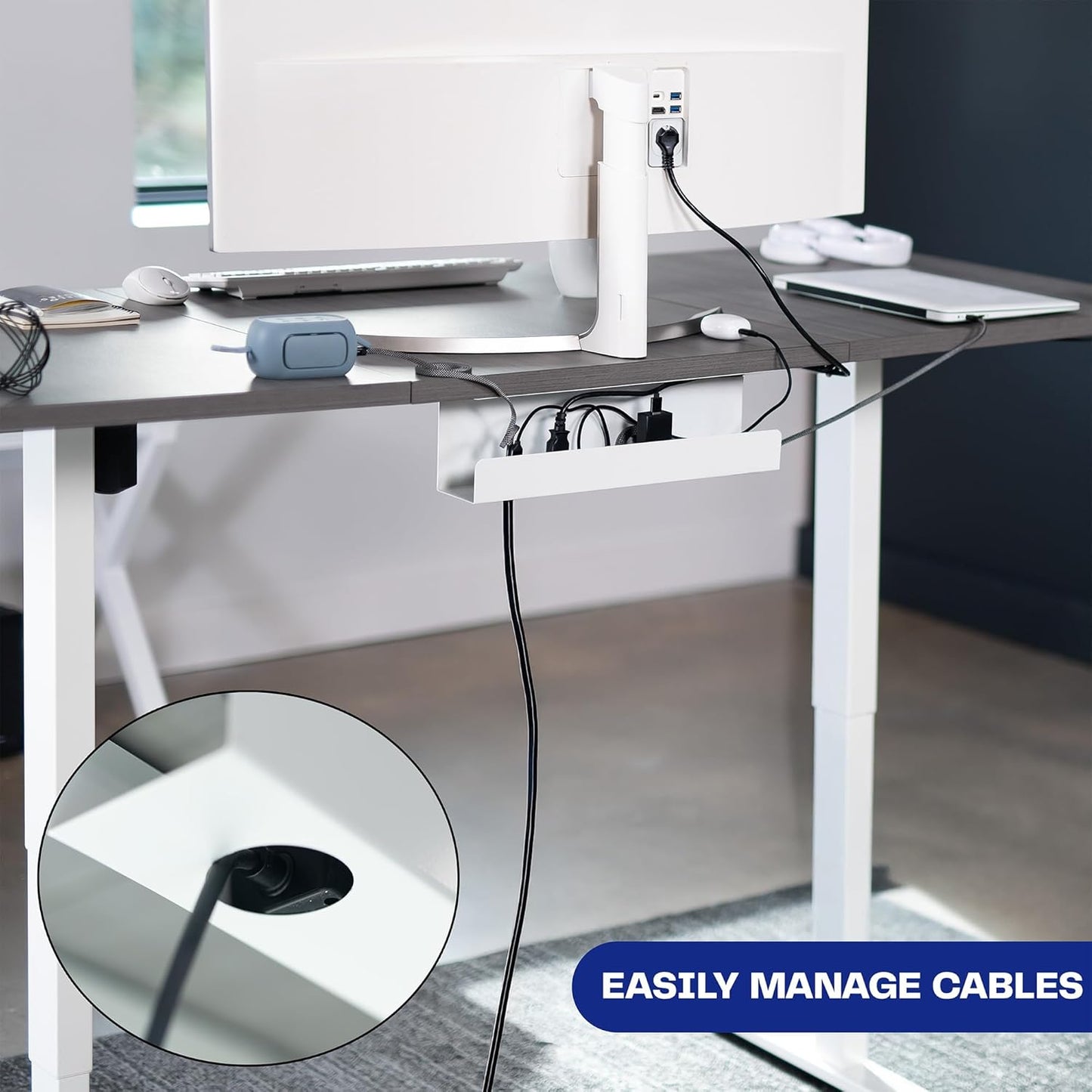 VIVO Under Desk 17 inch Cable Management Tray, Cord Organizer, Home Office Desk Accessories, White, DESK-AC06-1CW