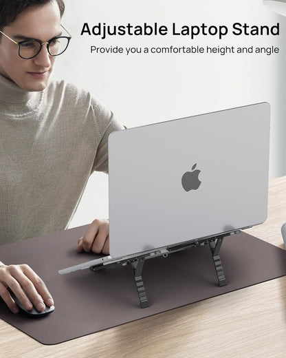 SODI [Ultra Compact] Foldable & Portable Laptop Stand for Desk, Lightweight Tablet Stand for Business Travel, Library, Cafe, 6 Level Height Ergonomic Aluminum Computer Holder for 10-16" Laptops