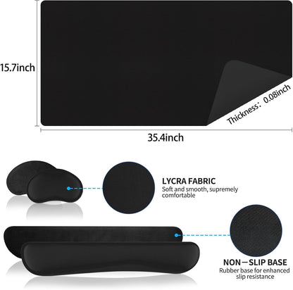 Wrist Rest for Computer Keyboard and Mouse, Ergonomic Design Wrist Support Pad for Keyboard, Soft Memory Foam Desk Pads Support Hand and Arm Easy Typing Pain Relief, 2 Piece Pad, Cream Pink