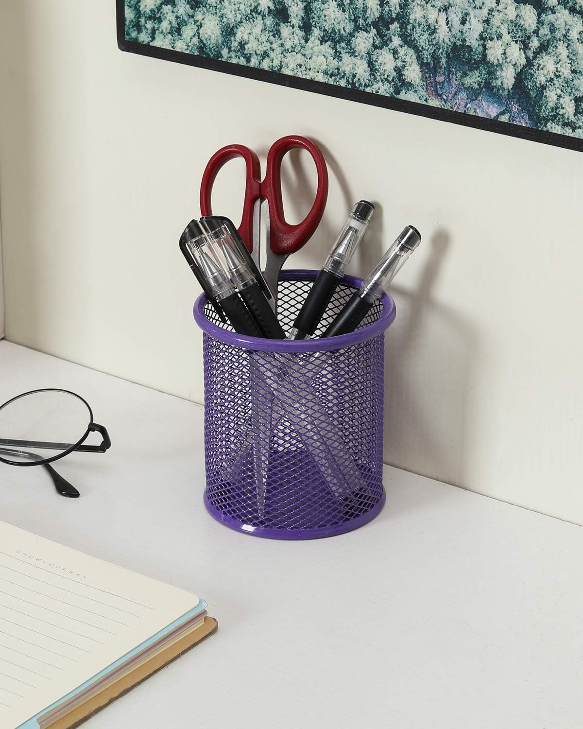 EasyPAG Pencil Holder for Desk, 2 Pack Metal Pen Organizer, Mesh Pencil Cup Organizer for Home, Office, Classroom, School, Black