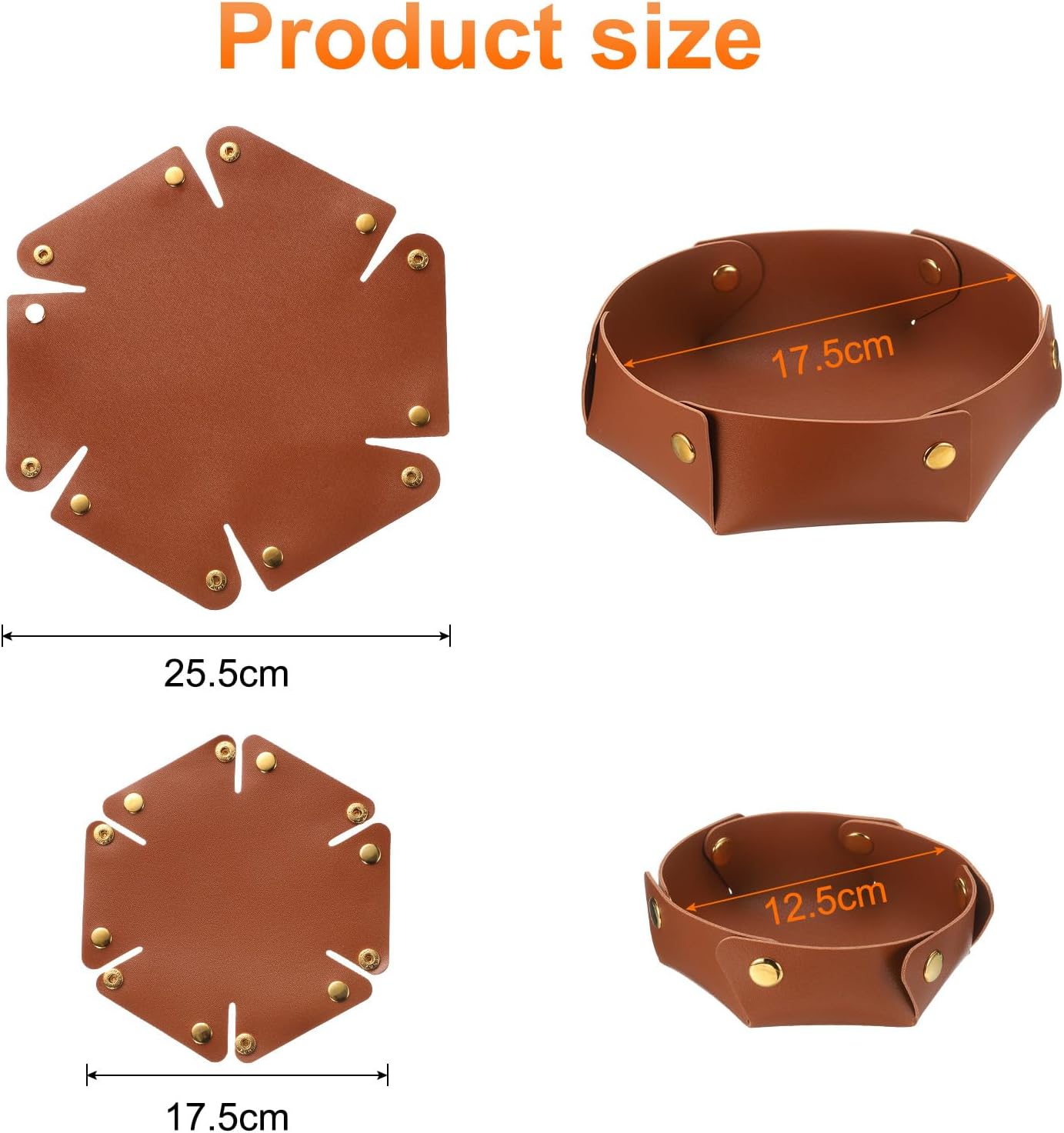 uxcell 2 Pcs Valet Tray for Women and Men, PU Leather Jewelry Tray Entryway Table Bedside Nightstand Catchall Storage Organizer for Jewelry Key Coin Watch Wallet (2 Size, Pink)