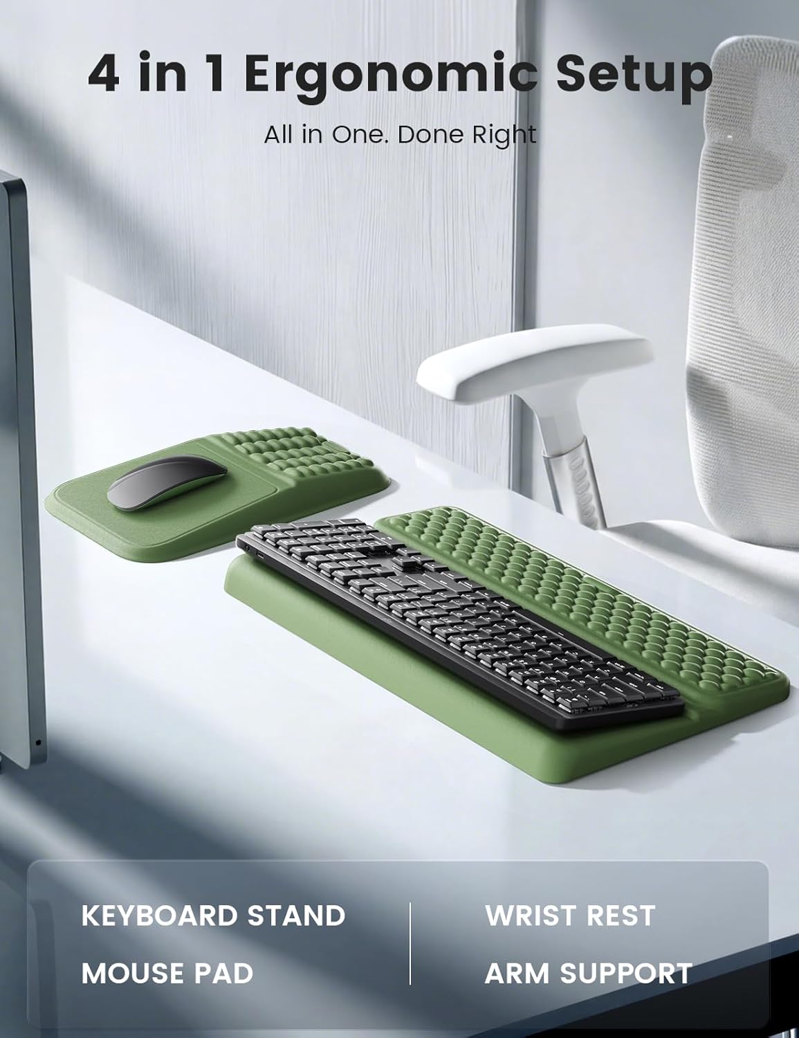 Vaydeer Keyboard Stand and Mouse Pad Set with Wrist Rest, Soft Memory Foam Wrist Support, Ergonomic Wrist Cushion for Desk, Relieves Carpal Tunnel Pain, Palm Hand Typing for Office, Home, Gaming