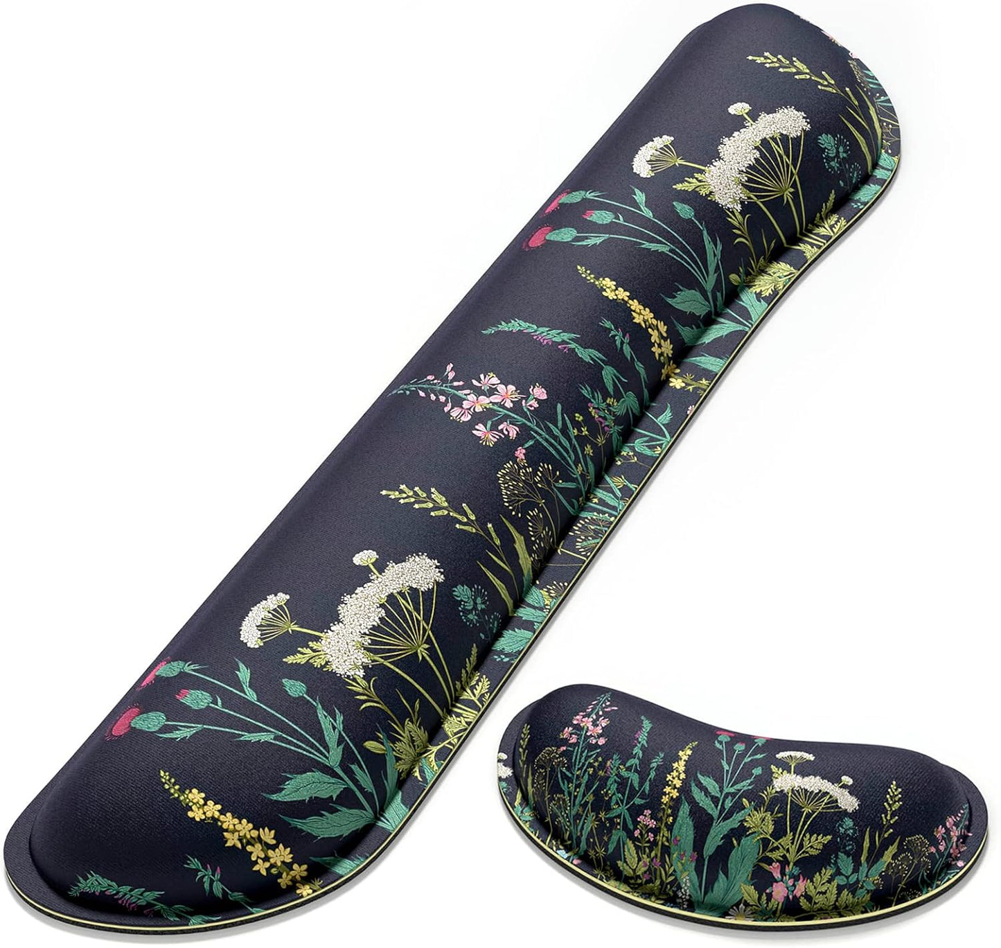 Dapesuom Enlarge Keyboard Wrist Rest, Memory Foam Wrist Cushion for Desk Mats Support, Cute Pain Relief Keyboard Mouse Pad Rests Set with Non-Slip Base for Gaming Laptop Office Computer, Green Leaf