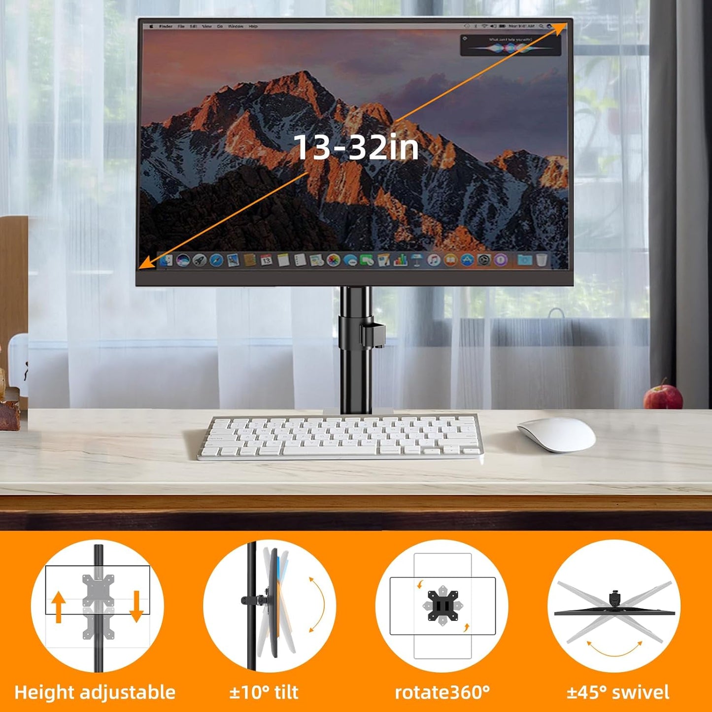 Pholiten Tall Vertically Stacked Dual Monitor Desk Mount Stand,Extra Tall 31 Inch Monitor Stand, Fully Adjustable Monitor arm for 13-32 Inch LCD Screen，Holds up to 22lbs