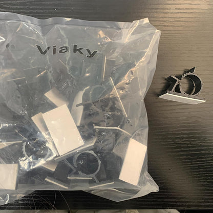 Viaky 30 Pcs Black Cable Wire Clips Adjustable Nylon Wire Holder Adhesive Cable Management Suitable for Maximum Diameter 0.5 inch (12.5mm) Cables