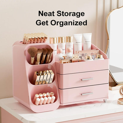 Booklov Makeup Organizer for Vanity, Countertop Cosmetic Display Case with Clear Acrylic Drawers, Bathroom Counter Beauty Caddy, Cute Table Storage Holder for Skincare, Brush Lipsticks, Crystal White