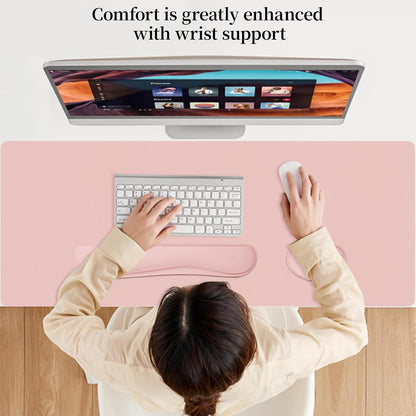 Mouse Pad and Keyboard Wrist Rest, 3-in-1 Large Keyboard and Mouse Pad Set, Ergonomic Wrist Rest for Computer Keyboards, Non-Slip Desk Mat Protector for Women (Purple Pink, 31.5" X 15.7")