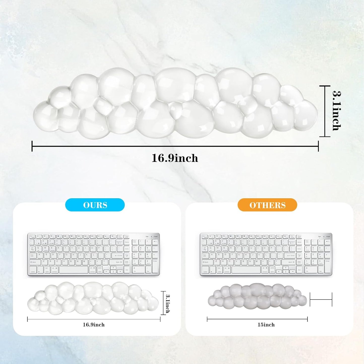 Gel Cloud Keyboard and Mouse Wrist Rest, Cute Wrist Support and Arm Support Keyboard Rest for Keyboard and Mouse Typing Pain Relief，Suitable for Office/Computer/Laptop/Gaming (Pink)