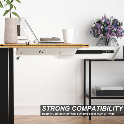 Under Desk Mounted Sliding Drawer with 60 Degree Tilt Panel to Pull Out, 15'' Long & 9'' deep Large Storage Organizer for Sit Stand Workstation