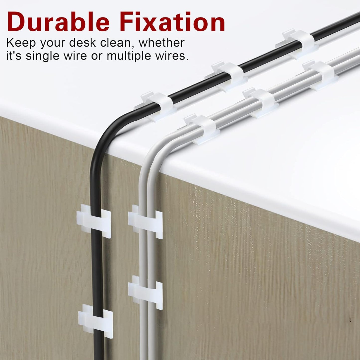 60 PCS XHF 5/8” Adhesive Cable Wire Clips Clear, Outdoor Christmas Light Clips, Cable Staples Cable Management Wire Organizer Cord Holder for Under Desk, Car, Wall, TV PC Ethernet Cable