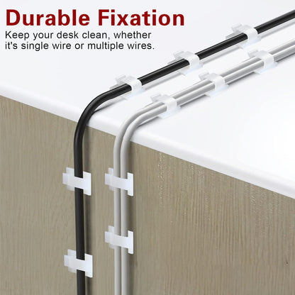 60 PCS XHF 5/8” Adhesive Cable Wire Clips Clear, Outdoor Christmas Light Clips, Cable Staples Cable Management Wire Organizer Cord Holder for Under Desk, Car, Wall, TV PC Ethernet Cable