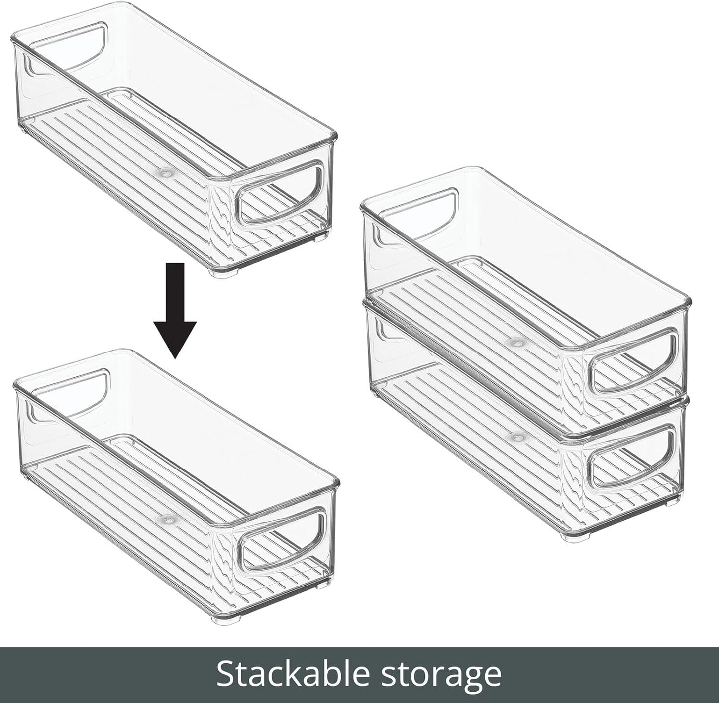 mDesign Plastic Office Supply Organizer - Storage Holder Bin with Handles for Desk Drawer, Cabinet - Pencil, Pen, Envelope and Supplies Container Basket - Ligne Collection - 2 Pack - Clear