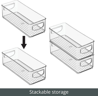 mDesign Plastic Office Supply Organizer - Storage Holder Bin with Handles for Desk Drawer, Cabinet - Pencil, Pen, Envelope and Supplies Container Basket - Ligne Collection - 2 Pack - Clear