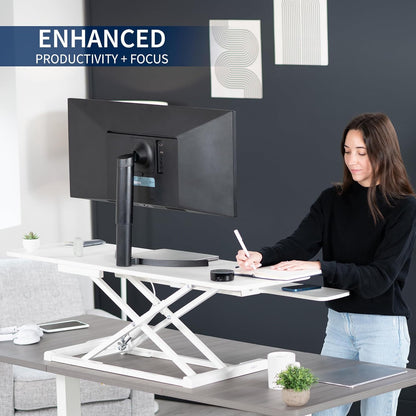 VIVO 26 inch Desk Converter, K Series, Height Adjustable Sit to Stand Riser, Dual Monitor and Laptop Workstation with Keyboard Tray, Black, DESK-V026KB