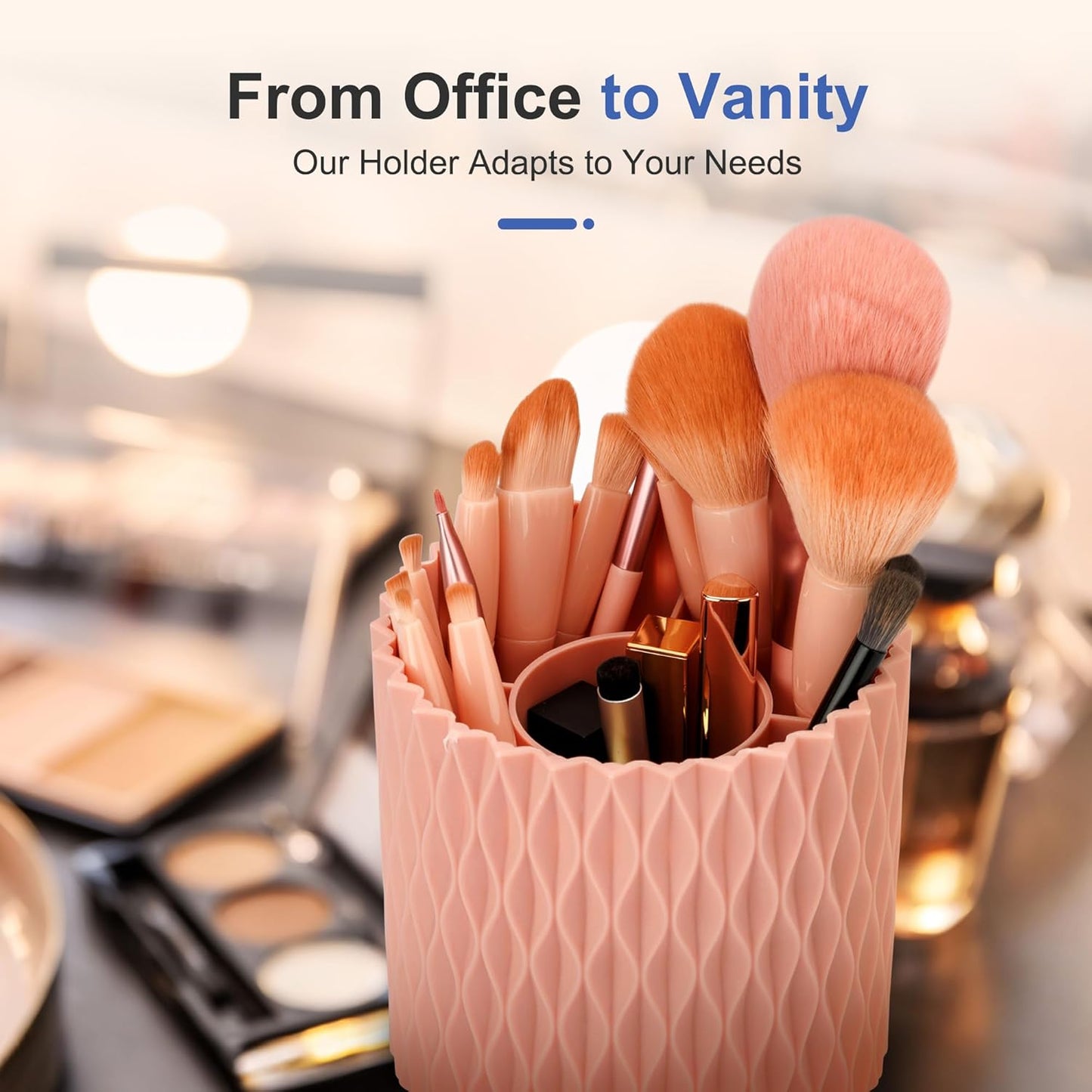 Pencil Holder - 360° Rotation, 5 Slot Desk Supplies For Women Office Aesthetic. Pen Holder For Office&School, Desk Accessories(Blue)