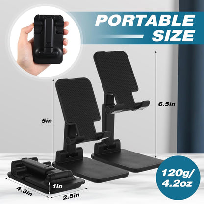 Wonderjune 12 Pcs Cell Phone Stand for Desk Phone Holder Stand Foldable Angle Height Adjustable Portable Holder Tablet for Office Travel Photography (White)