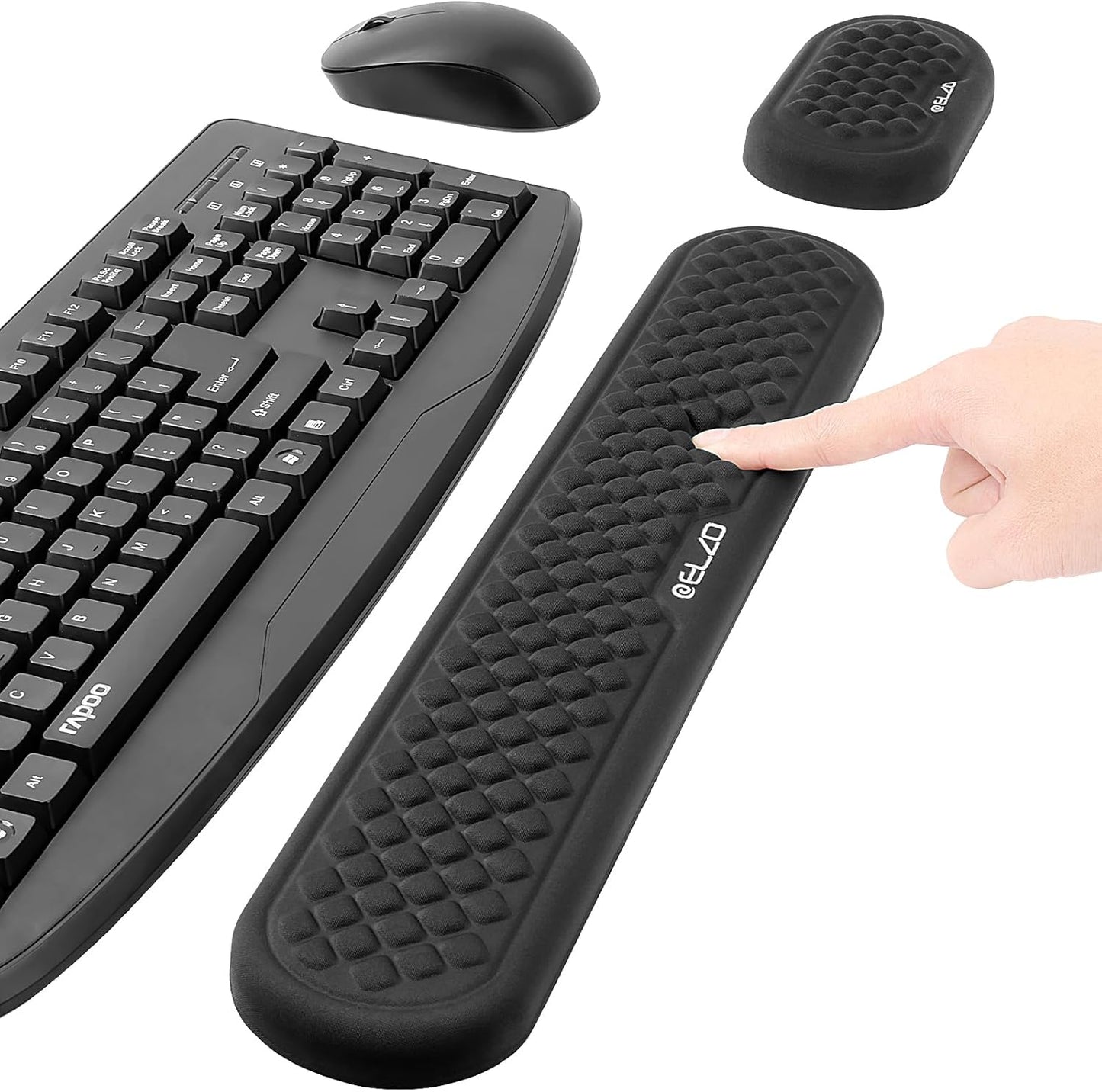 ELZO Wrist Rest for Keyboard, Soft Memory Foam Wrist Support, Ergonomic, Non-Slip for Computer Keyboard, Made Easy Typing & Relieve Wrist Pain, Black