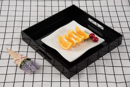 KEVLANG Clear Sturdy Acrylic Serving Tray with Handles-12x16Inch-Serving Coffee,Appetizer,Breakfast,Butler-Kitchen Countertop -Makeup Drawer Organizer-Vanity Table -Ottoman