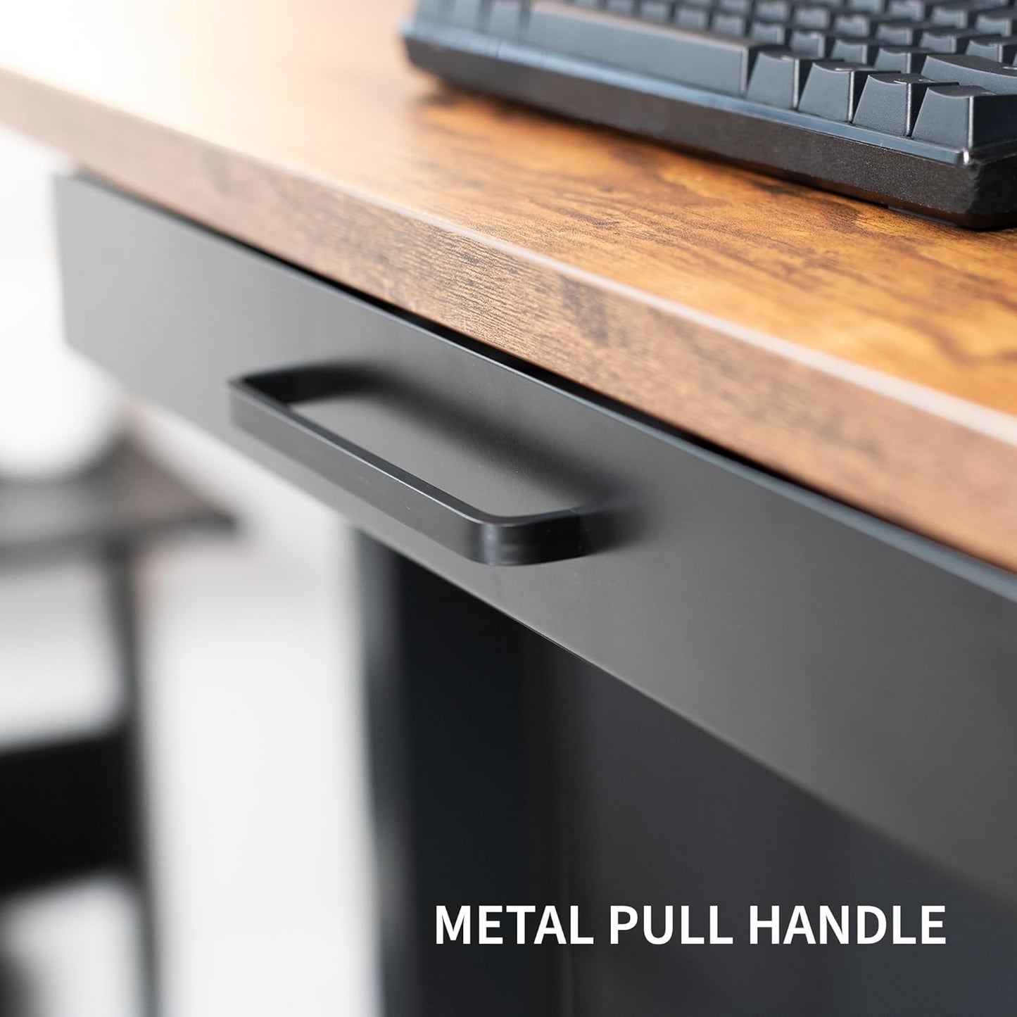 VIVO 13 inch Under Desk Mounted Sliding Pull-out Drawer for Office Desk, Pull Handle, Storage Organizer for Sit Stand Workstation, Black, DESK-DR1H-B