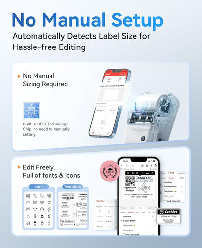 NIIMBOT B1 Label Maker Machine, Thermal Label Printer Easy to Use for Office, Home, Business, Came with 1 Roll White Label(Blue)