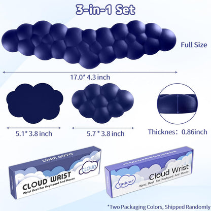 Sushret Cloud Wrist Rest for Keyboard and Mouse, Memory Foam PU Leather Keyboard Wrist Rest with Ergonomic Support, Non-Slip Base, Cute Arm Rest Pad & Palm Cushion, Office Desk Accessory, White
