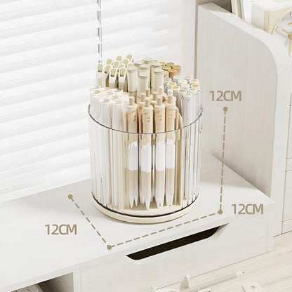 360 Degree Rotating Pencil Pen Holder for Desk , Cute Desk Pen Organizers Desktop Storage Stationery Supplies Cup Pot for Office School Home Art Supply Accessories Caddy Makeup Brush Holder White